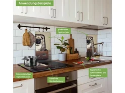 Online Banjado Herdabdeckplatte Glas 2 Teilig Je 30x52CM Schneidebrett Herdabdeckung Mit Motiv Mops Im Koffer