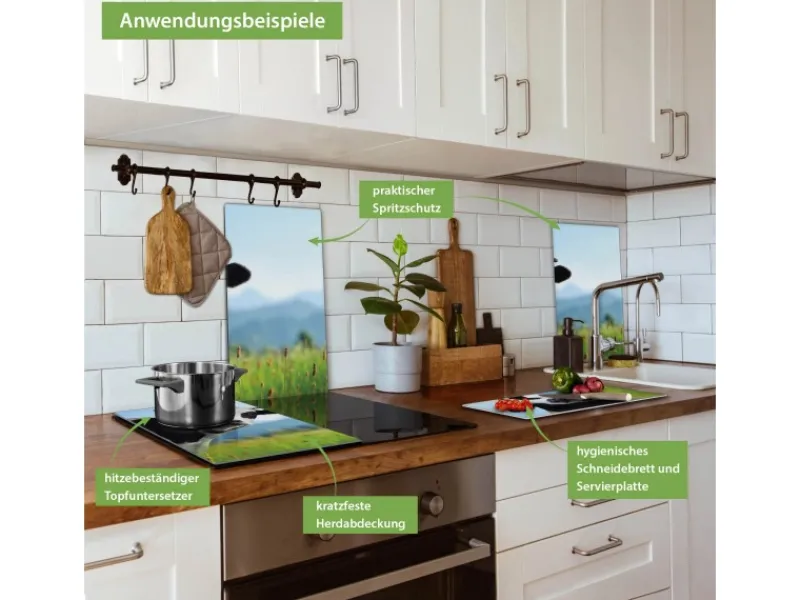 Banjado Herdabdeckplatte Glas 2 Teilig Je 30x52CM Schneidebrett Herdabdeckung Mit Motiv Neugierig< Schneidebretter|Herdabdeckungen