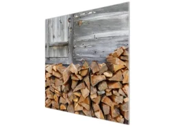 Outlet Banjado Herdabdeckplatte Glas 1 Teilig 60x52CM Schneidebrett Herdabdeckung Mit Motiv Feuerholz