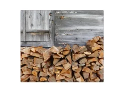 Outlet Banjado Herdabdeckplatte Glas 1 Teilig 60x52CM Schneidebrett Herdabdeckung Mit Motiv Feuerholz
