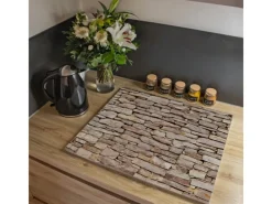 Banjado Kochfelder|Herdabdeckungen<Herdabdeckplatte Glas 1 Teilig 60x52CM Schneidebrett Herdabdeckung Mit Motiv Stadtmauer