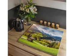 Banjado Schneidebretter|Herdabdeckungen<Herdabdeckplatte Glas 1 Teilig 60x52CM Schneidebrett Herdabdeckung Mit Motiv Berchtesgadener Land