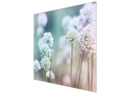 Banjado Herdabdeckplatte Glas 2 Teilig Je 30x52CM Schneidebrett Herdabdeckung Mit Motiv Lauchblüte< Schneidebretter|Herdabdeckungen
