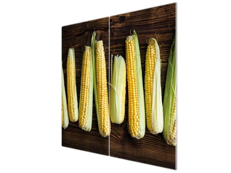 Banjado Herdabdeckplatte Glas 2 Teilig Je 30x52CM Schneidebrett Herdabdeckung Mit Motiv Maiskolben< Herde|Kochfelder