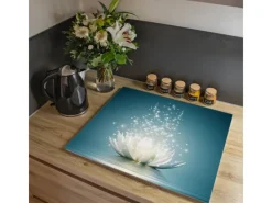 Banjado Schneidebretter|Herdabdeckungen<Herdabdeckplatte Glas 1 Teilig 60x52CM Schneidebrett Herdabdeckung Mit Motiv Magische Lotusblüte