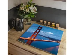Banjado Herdabdeckplatte Glas 1 Teilig 60x52CM Schneidebrett Herdabdeckung Mit Motiv Golden Gate Bridge< Schneidebretter|Herde