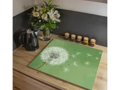 Banjado Herdabdeckplatte Glas 1 Teilig 60x52CM Schneidebrett Herdabdeckung Mit Motiv Pusteblume 3