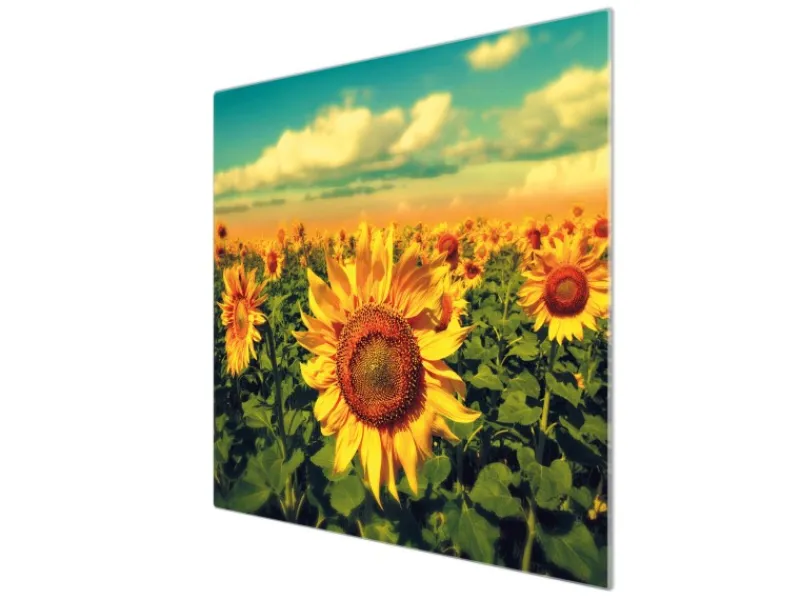Hot Banjado Herdabdeckplatte Glas 1 Teilig 60x52CM Schneidebrett Herdabdeckung Mit Motiv Sonnenblumen