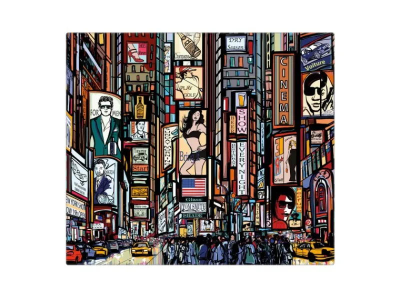 Online Banjado Herdabdeckplatte Glas 1 Teilig 60x52CM Schneidebrett Herdabdeckung Mit Motiv New York Show