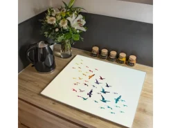Banjado Schneidebretter|Herdabdeckungen<Herdabdeckplatte Glas 1 Teilig 60x52CM Schneidebrett Herdabdeckung Mit Motiv Fliegende Vögel