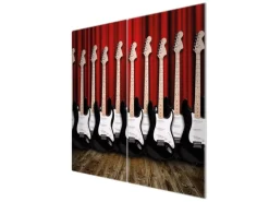 Banjado Herdabdeckplatte Glas 2 Teilig Je 30x52CM Schneidebrett Herdabdeckung Mit Motiv E-Gitarren