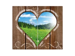 Banjado Herdabdeckplatte Glas 2 Teilig Je 30x52CM Schneidebrett Herdabdeckung Mit Motiv Ausblick Mit Herz< Schneidebretter|Herdabdeckungen