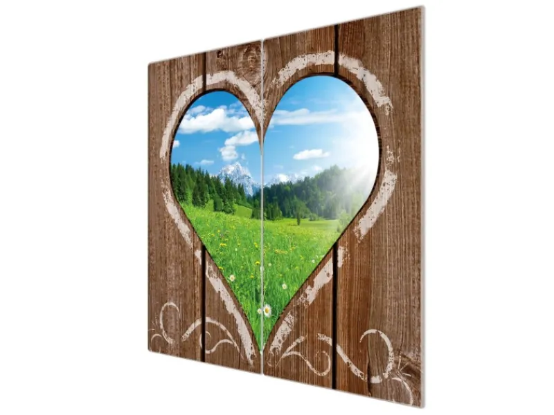 Banjado Herdabdeckplatte Glas 2 Teilig Je 30x52CM Schneidebrett Herdabdeckung Mit Motiv Ausblick Mit Herz< Schneidebretter|Herdabdeckungen