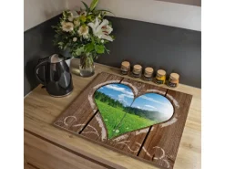 Banjado Herdabdeckplatte Glas 2 Teilig Je 30x52CM Schneidebrett Herdabdeckung Mit Motiv Ausblick Mit Herz< Schneidebretter|Herdabdeckungen