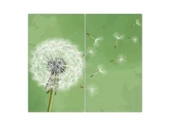 Banjado Herdabdeckplatte Glas 2 Teilig Je 30x52CM Schneidebrett Herdabdeckung Mit Motiv Pusteblume 3< Herde|Kochfelder