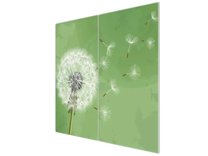Banjado Herdabdeckplatte Glas 2 Teilig Je 30x52CM Schneidebrett Herdabdeckung Mit Motiv Pusteblume 3< Herde|Kochfelder