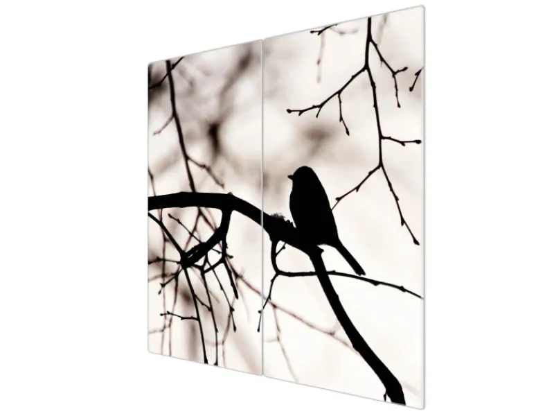Banjado Herdabdeckungen|Schneidebretter<Herdabdeckplatte Glas 2 Teilig Je 30x52CM Schneidebrett Herdabdeckung Mit Motiv Früher Vogel
