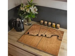 Banjado Schneidebretter|Herdabdeckungen<Herdabdeckplatte Glas 2 Teilig Je 30x52CM Schneidebrett Herdabdeckung Mit Motiv Baumscheibe