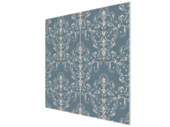 Banjado Schneidebretter|Herdabdeckungen<Herdabdeckplatte Glas 2 Teilig Je 30x52CM Schneidebrett Herdabdeckung Mit Motiv Royal Creme Blau