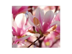 Banjado Herdabdeckplatte Glas 2 Teilig Je 30x52CM Schneidebrett Herdabdeckung Mit Motiv Magnolia< Schneidebretter|Herde