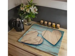 Banjado Herdabdeckplatte Glas 2 Teilig Je 30x52CM Schneidebrett Herdabdeckung Mit Motiv Holz Herzen< Herde|Schneidebretter