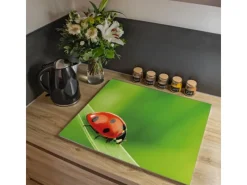 Banjado Schneidebretter|Herde<Herdabdeckplatte Glas 1 Teilig 60x52CM Schneidebrett Herdabdeckung Mit Motiv Marienkäfer
