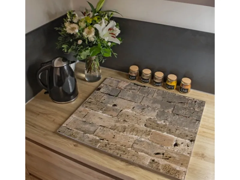 Banjado Herdabdeckplatte Glas 1 Teilig 60x52CM Schneidebrett Herdabdeckung Mit Motiv Steinwand Antik< Herdabdeckungen|Herde