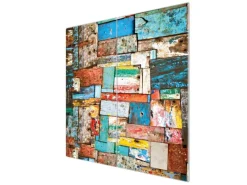 Banjado Herdabdeckplatte Glas 2 Teilig Je 30x52CM Schneidebrett Herdabdeckung Mit Motiv Bunte Holzschindeln< Herde|Kochfelder