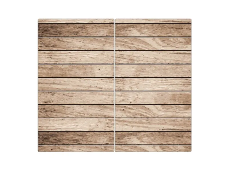 Online Banjado Herdabdeckplatte Glas 2 Teilig Je 30x52CM Schneidebrett Herdabdeckung Mit Motiv Blasse Holzlatten