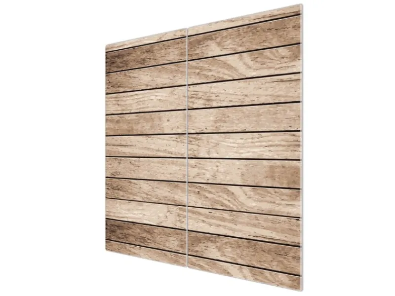 Online Banjado Herdabdeckplatte Glas 2 Teilig Je 30x52CM Schneidebrett Herdabdeckung Mit Motiv Blasse Holzlatten