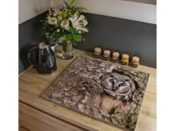 Banjado Herde|Kochfelder<Herdabdeckplatte Glas 1 Teilig 60x52CM Schneidebrett Herdabdeckung Mit Motiv Eule