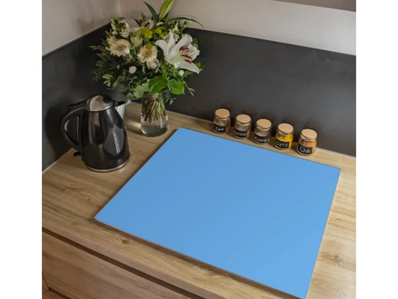 Banjado Schneidebretter|Herdabdeckungen<Herdabdeckplatte Glas 1 Teilig 60x52CM Schneidebrett Herdabdeckung Mit Motiv Pastellblau