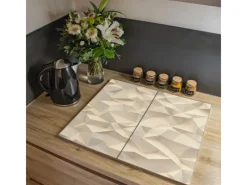 Banjado Herdabdeckplatte Glas 2 Teilig Je 30x52CM Schneidebrett Herdabdeckung Mit Motiv Steinwand 2< Schneidebretter|Herdabdeckungen