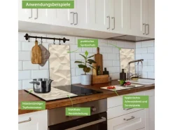 Banjado Herdabdeckplatte Glas 2 Teilig Je 30x52CM Schneidebrett Herdabdeckung Mit Motiv Steinwand 2< Schneidebretter|Herdabdeckungen