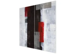 Banjado Herdabdeckplatte Glas 2 Teilig Je 30x52CM Schneidebrett Herdabdeckung Mit Motiv Abstrakt Rot< Schneidebretter