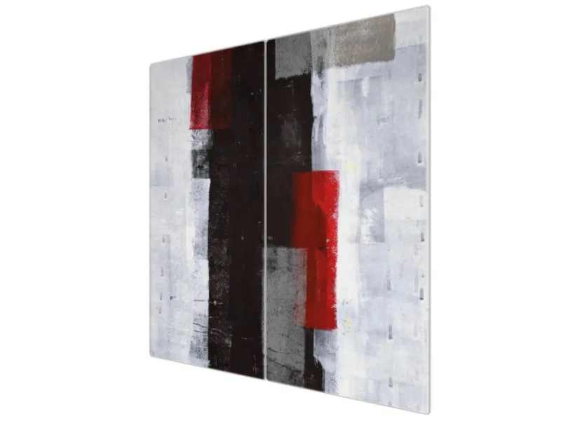 Banjado Herdabdeckplatte Glas 2 Teilig Je 30x52CM Schneidebrett Herdabdeckung Mit Motiv Abstrakt Rot< Schneidebretter