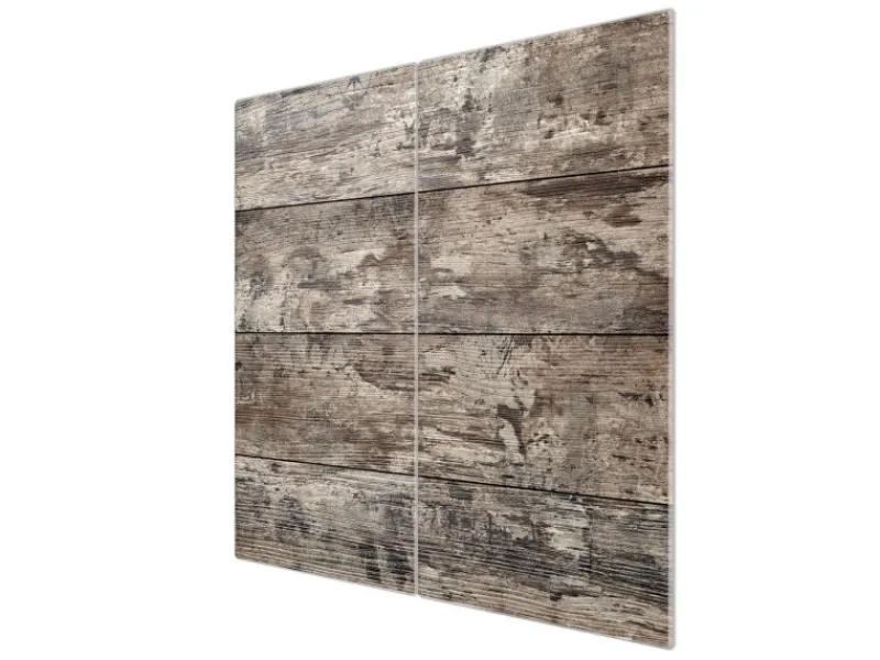 Best Banjado Herdabdeckplatte Glas 2 Teilig Je 30x52CM Schneidebrett Herdabdeckung Mit Motiv Alte Planken