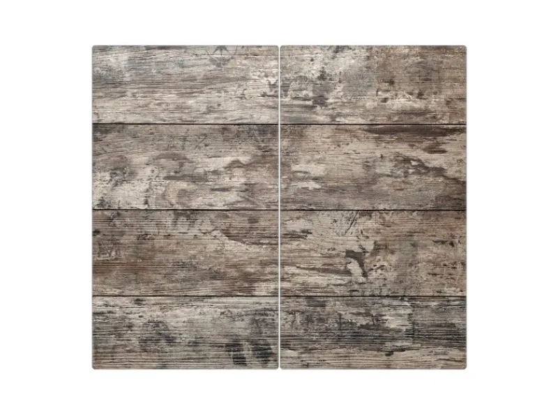 Best Banjado Herdabdeckplatte Glas 2 Teilig Je 30x52CM Schneidebrett Herdabdeckung Mit Motiv Alte Planken