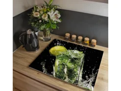 Outlet Banjado Herdabdeckplatte Glas 2 Teilig Je 30x52CM Schneidebrett Herdabdeckung Mit Motiv Brasilianischer Cocktail