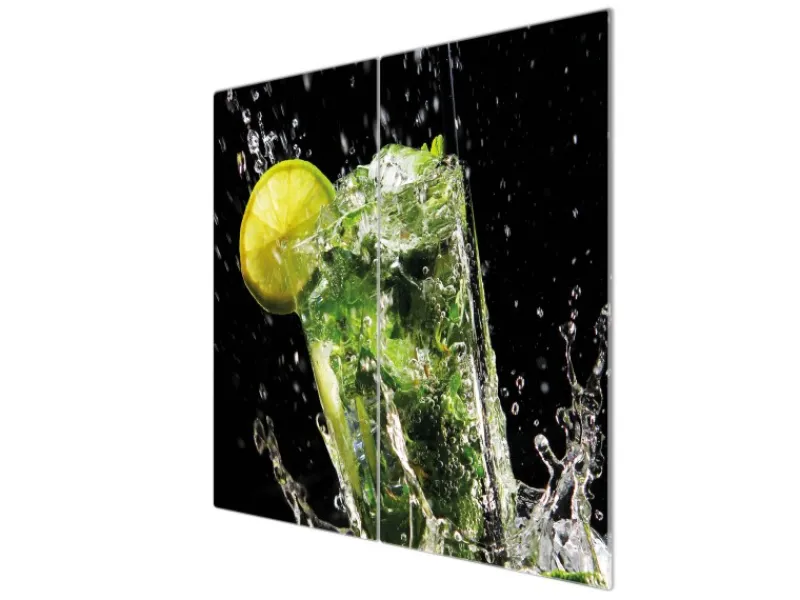 Outlet Banjado Herdabdeckplatte Glas 2 Teilig Je 30x52CM Schneidebrett Herdabdeckung Mit Motiv Brasilianischer Cocktail