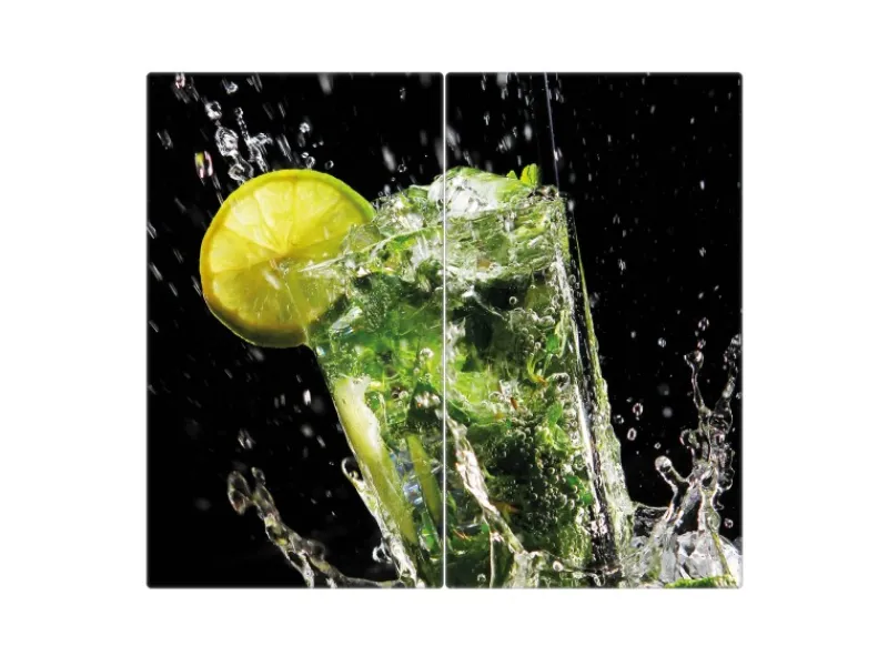 Outlet Banjado Herdabdeckplatte Glas 2 Teilig Je 30x52CM Schneidebrett Herdabdeckung Mit Motiv Brasilianischer Cocktail