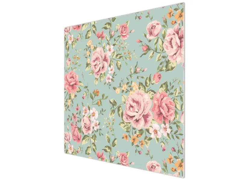 Hot Banjado Herdabdeckplatte Glas 1 Teilig 60x52CM Schneidebrett Herdabdeckung Mit Motiv Altrosa Blume