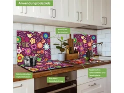 Banjado Herdabdeckplatte Glas 1 Teilig 60x52CM Schneidebrett Herdabdeckung Mit Motiv Love And Peace< Schneidebretter|Herdabdeckungen