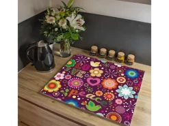 Banjado Herdabdeckplatte Glas 1 Teilig 60x52CM Schneidebrett Herdabdeckung Mit Motiv Love And Peace< Schneidebretter|Herdabdeckungen