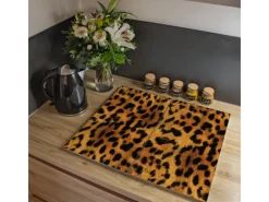 Banjado Schneidebretter|Herdabdeckungen<Herdabdeckplatte Glas 2 Teilig Je 30x52CM Schneidebrett Herdabdeckung Mit Motiv Leopard