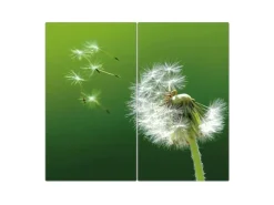 Banjado Herdabdeckplatte Glas 2 Teilig Je 30x52CM Schneidebrett Herdabdeckung Mit Motiv Pusteblume< Schneidebretter|Herdabdeckungen