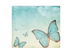 Banjado Herdabdeckplatte Glas 1 Teilig 60x52CM Schneidebrett Herdabdeckung Mit Motiv Blaue Schmetterlinge< Herde|Kochfelder