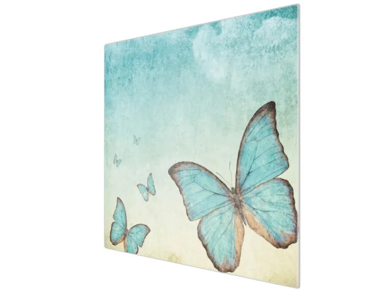 Banjado Herdabdeckplatte Glas 1 Teilig 60x52CM Schneidebrett Herdabdeckung Mit Motiv Blaue Schmetterlinge< Herde|Kochfelder