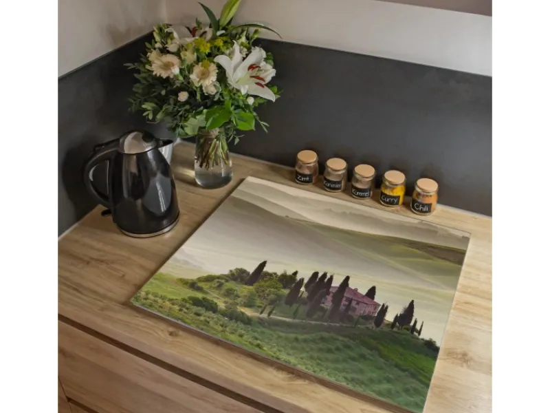 Banjado Schneidebretter|Herdabdeckungen<Herdabdeckplatte Glas 1 Teilig 60x52CM Schneidebrett Herdabdeckung Mit Motiv Toscana