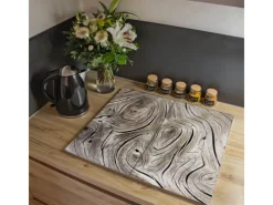 Banjado Herdabdeckplatte Glas 2 Teilig Je 30x52CM Schneidebrett Herdabdeckung Mit Motiv Holzwirbel< Herdabdeckungen|Kochfelder